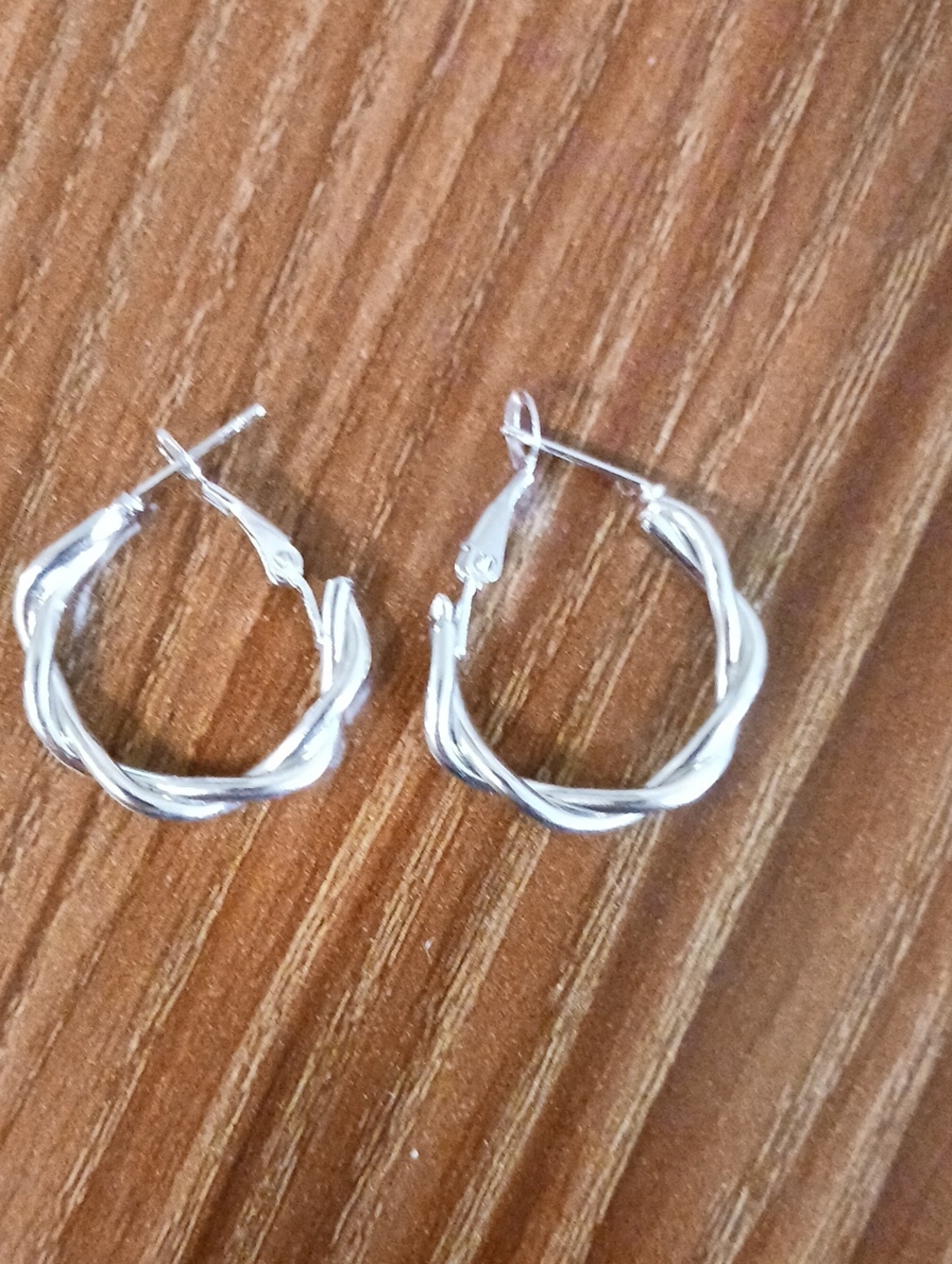 Silver Tone Twisted Hoop Earrings